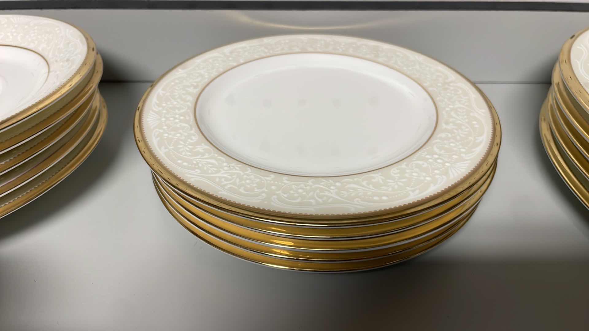 Photo 9 of NORITAKE WHITE PALACE FINE CHINA 
5 SALAD PLATES
5 BREAD AND BUTTER PLATES 
5 SAUCERS
2 WHITE PALACE CUPS