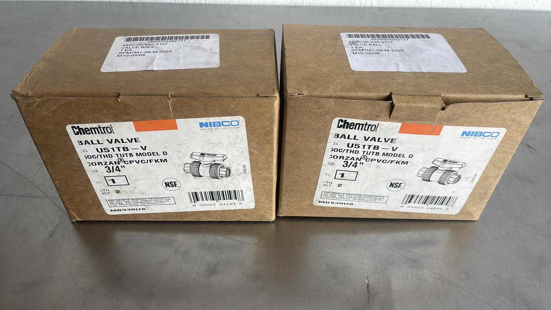 Photo 1 of CHEMTROL MANUAL TWO-WAY BALL VALVE: 3/4 IN, CPVC, STRAIGHT, TRUE UNION SOCKET/TRUE UNION NPT, LEVER (2)