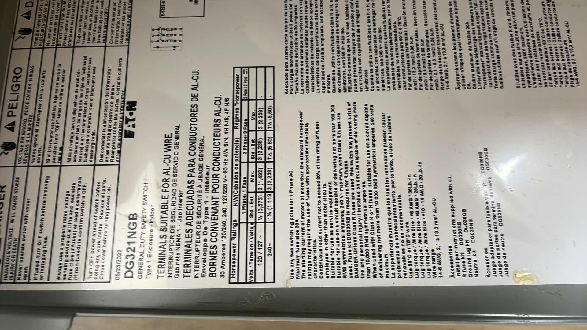 Photo 1 of EATON DG321NGB GENERAL DUTY SAFETY SWITCH 30A