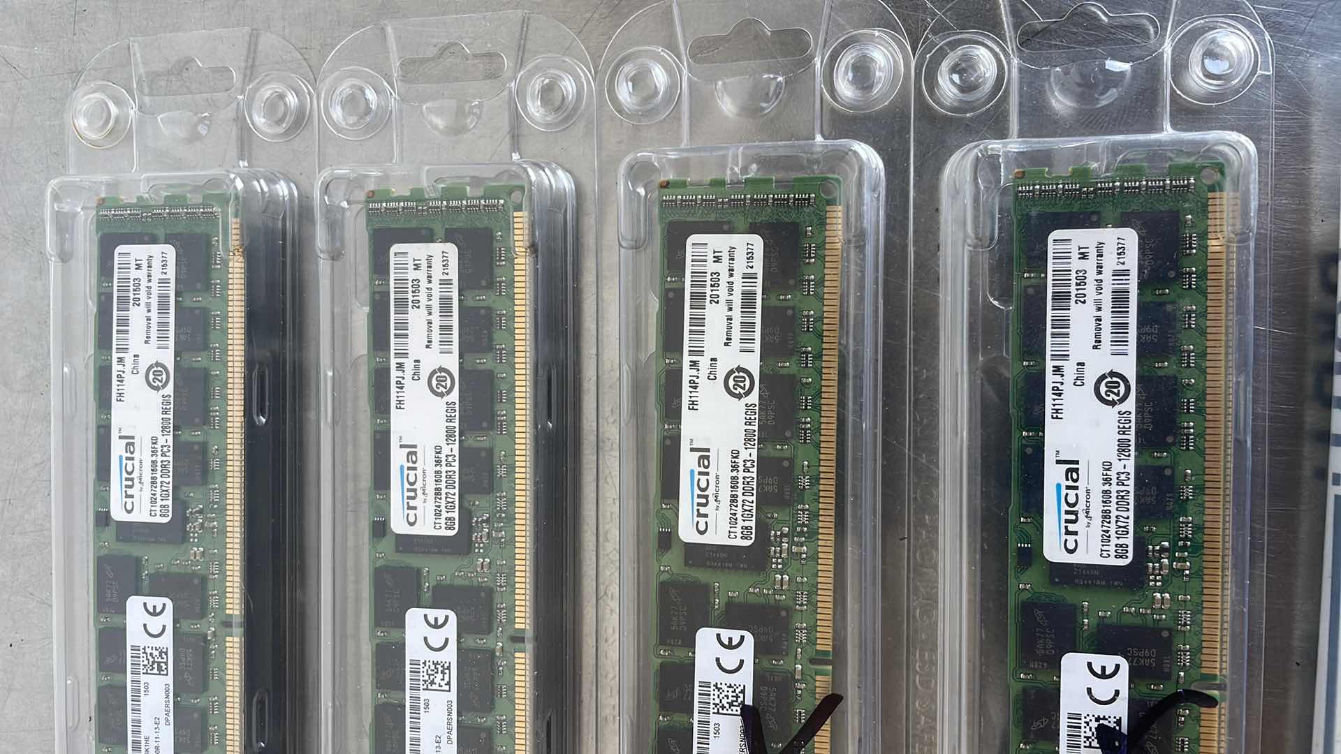 Photo 1 of CRUCIAL 8GB DDR3 1600MHZ PC3-12800 REGISTERED DIMM SERVER MEMORY CT102472BB160B 8 PCS