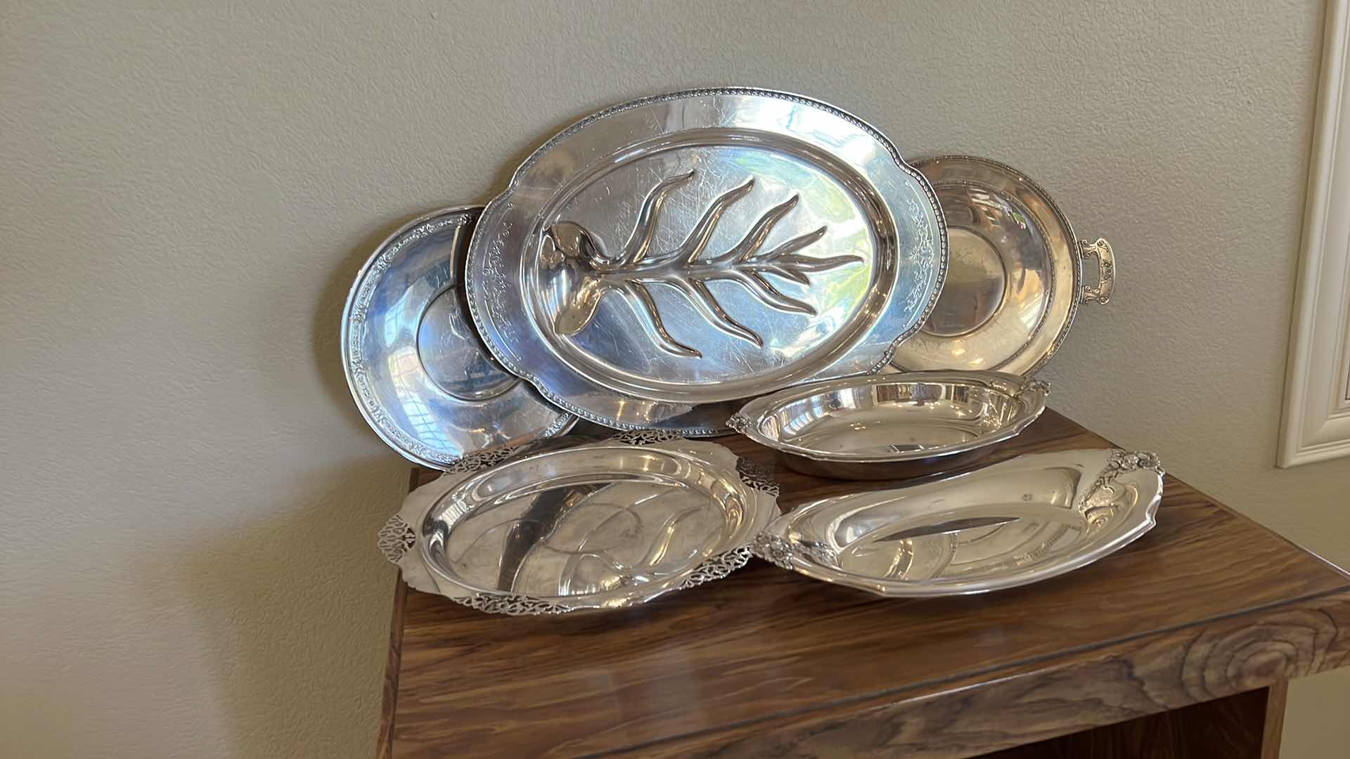 Photo 1 of 6 VINTAGE SILVER-PLATED SERVING TRAYS