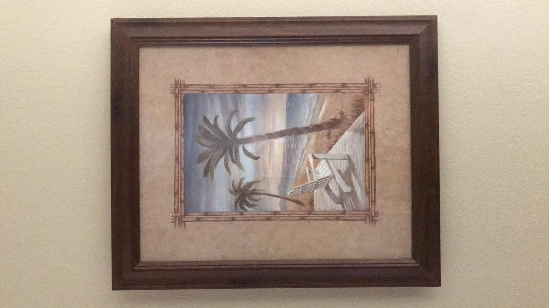 Photo 1 of TWO FRAMED ARTWORK PALM TREES 19” X 20”