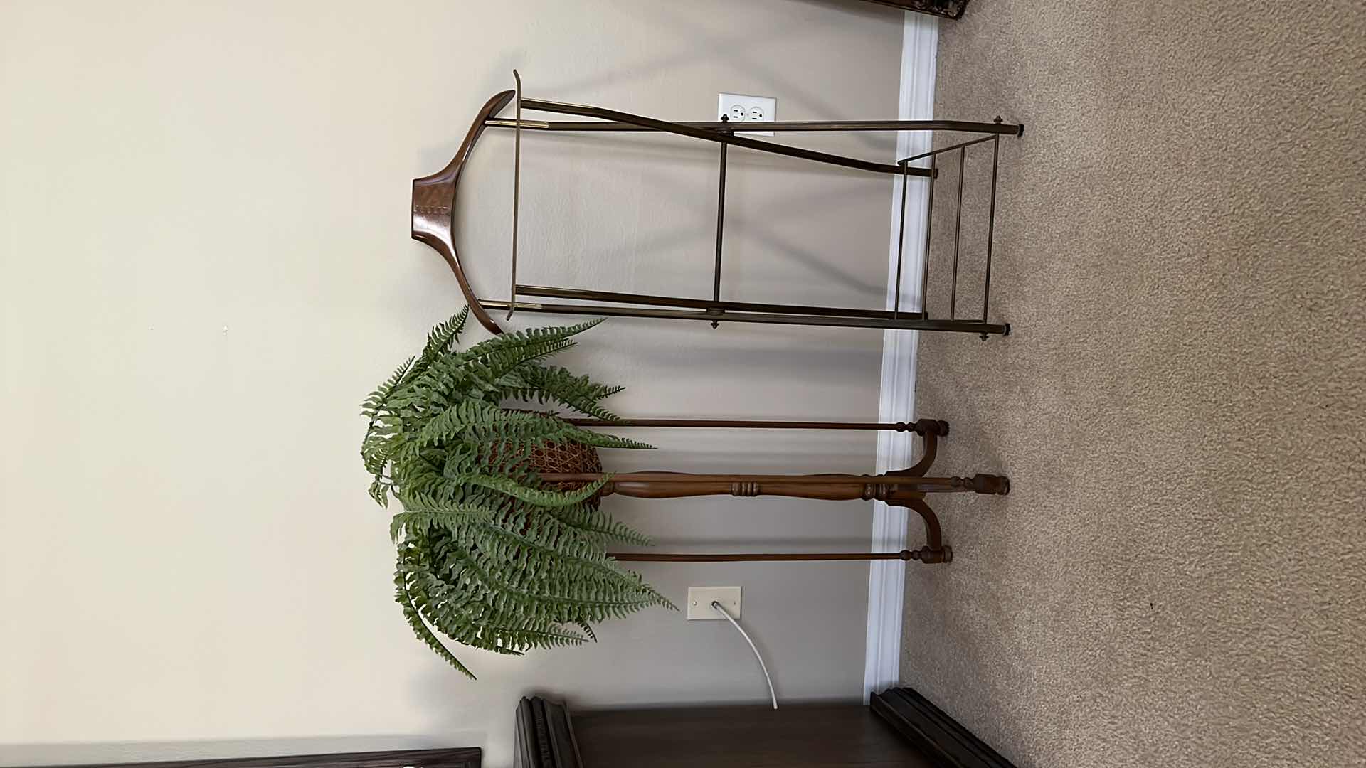 Photo 1 of WOOD PLANT STAND, WOOD SUIT RACK