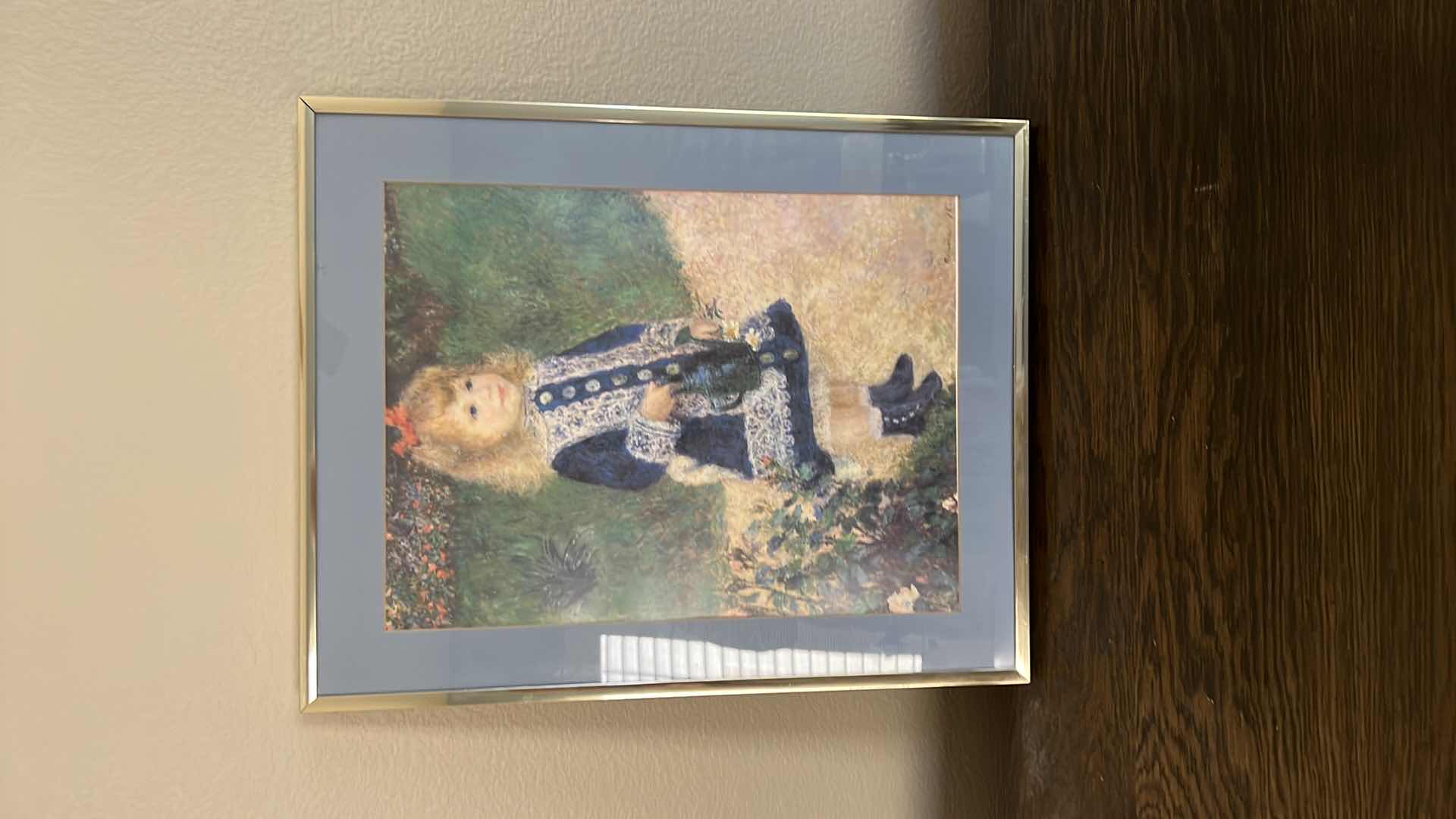 Photo 1 of VINTAGE FRAMED LITTLE GIRL ARTWORK ARTIST SIGNED 27” x 21”