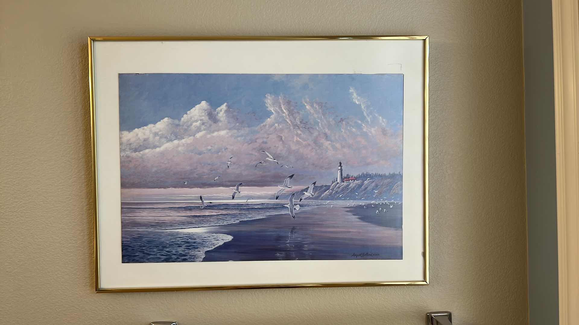 Photo 1 of FRAMED SEAGULLS BY THE SEA ARTWORK ARTIST SIGNED 28” x 21”