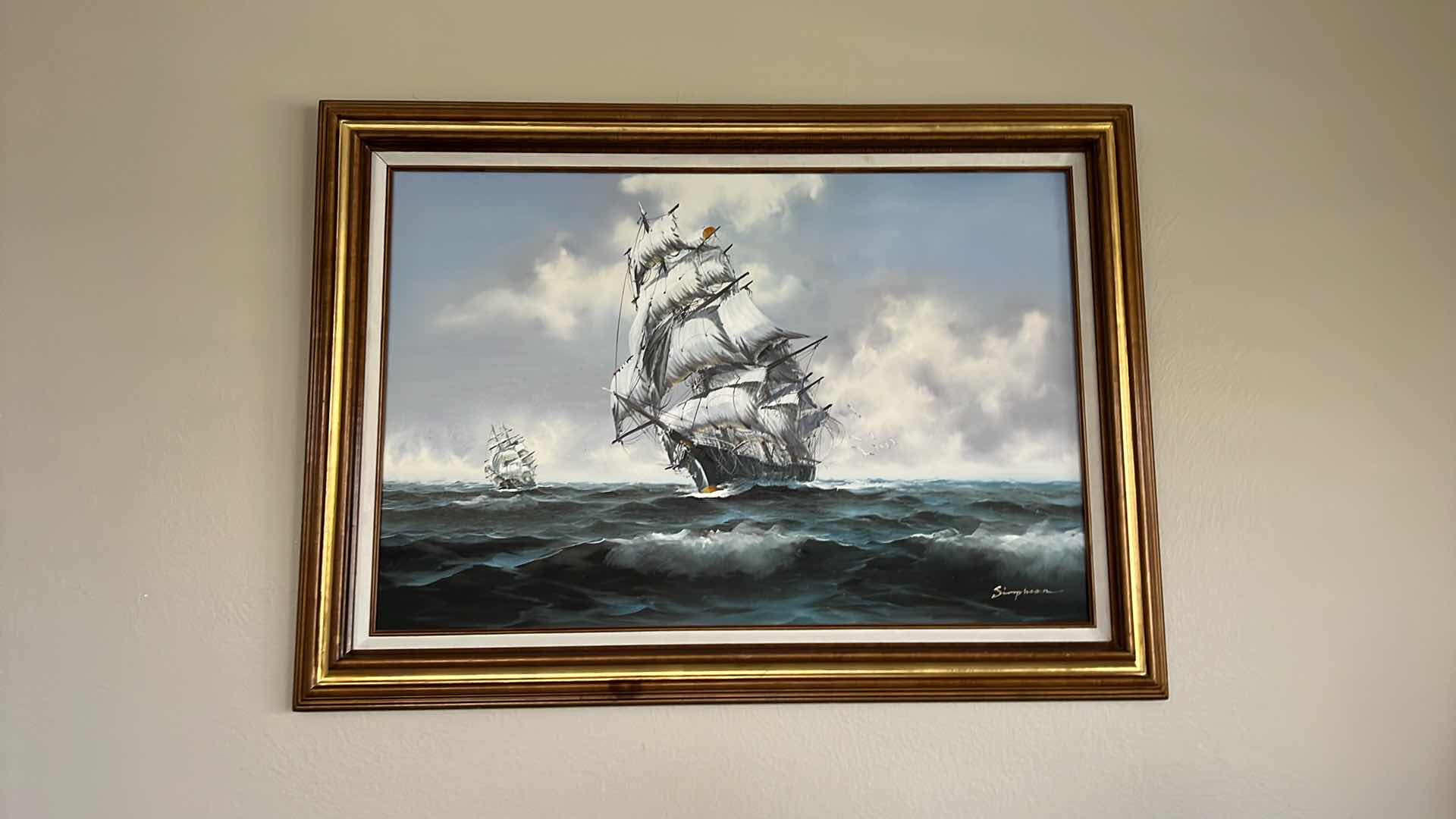 Photo 1 of FRAMED SAILBOAT ARTWORK ARTIST SIGNED 42” x 31”