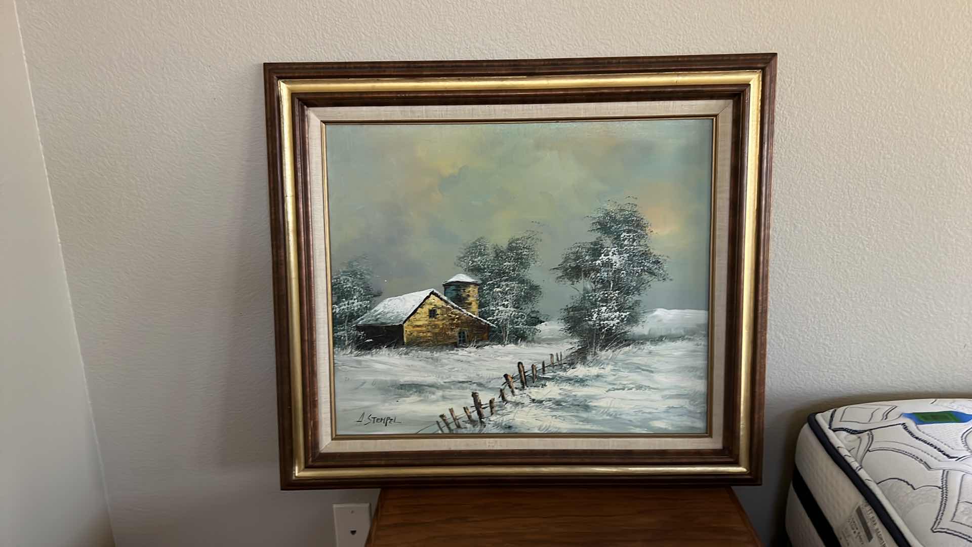 Photo 1 of VINTAGE FRAMED FARMHOUSE OIL PAINTING SIGNED BY ARTIST 31” x 28”