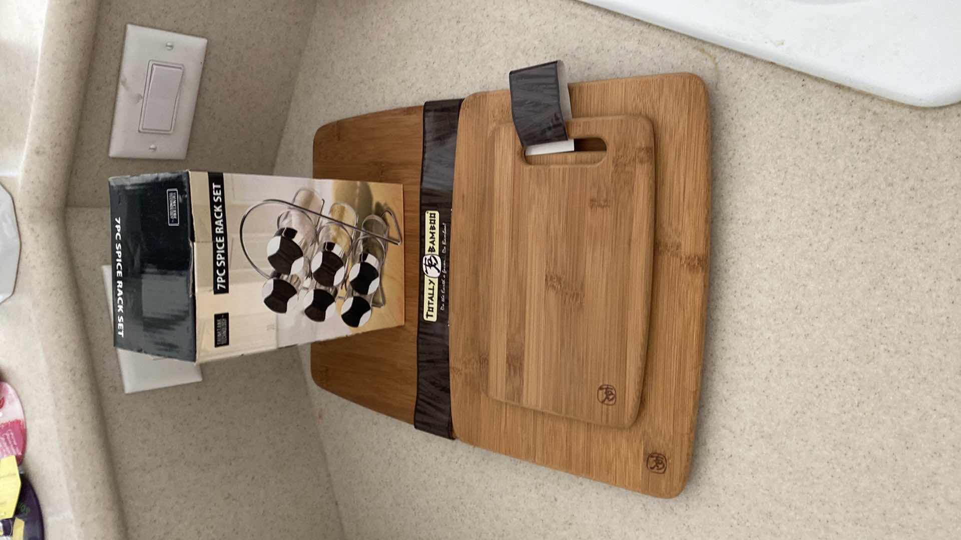 Photo 1 of 3 CUTTING BOARDS AND SPICE RACK SET