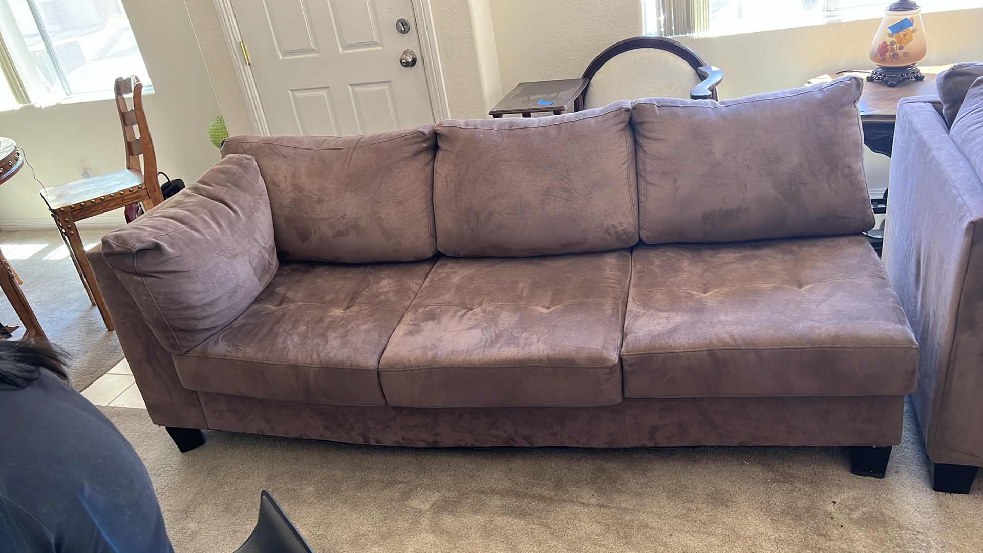 Photo 1 of 7’ RIGHT ARM FACING BROWN UPHOLSTERED SOFA