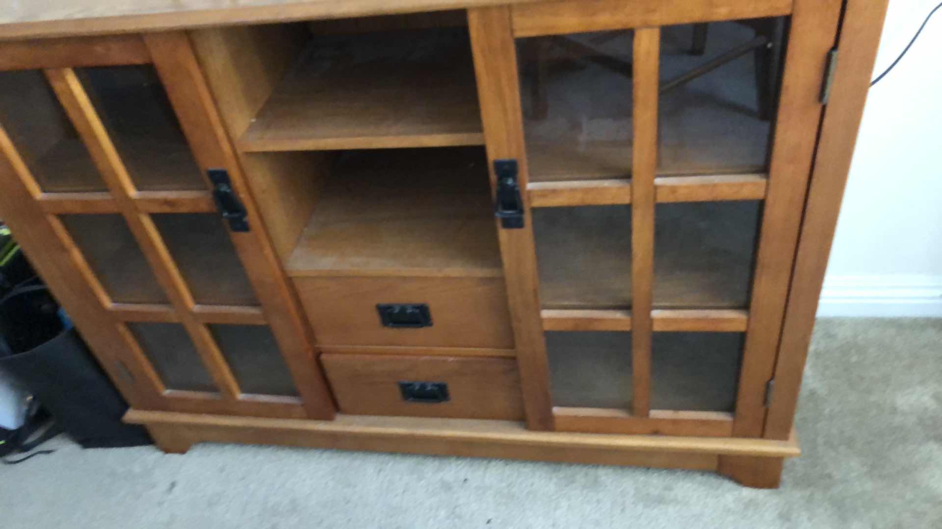 Photo 4 of WOOD SIDEBOARD W/ TWO DRAWERS AND TWO PULL OUT DOORS, 42x13” H32”
