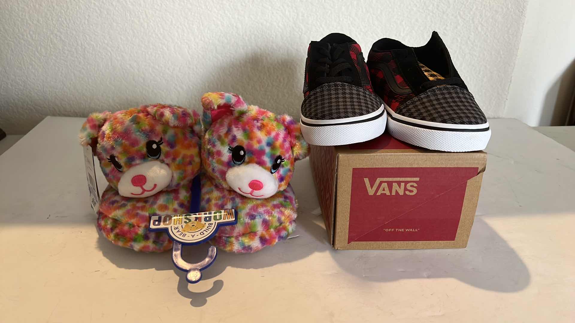 Photo 1 of NEW KIDS BUILD A BEAR SLIPPERS (SIZE S),NEW KIDS VANS SIZE 10