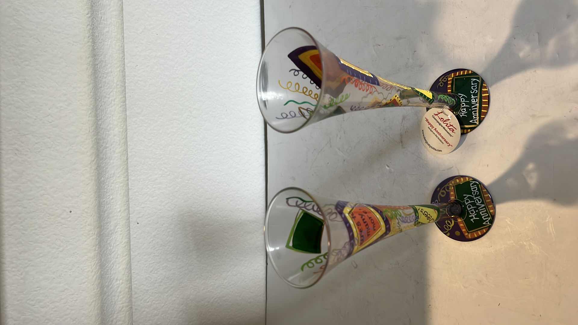 Photo 2 of 2-COLLECTIBLE LOLITA “HAPPY ANNIVERSARY” CHAMPAGNE GLASSES