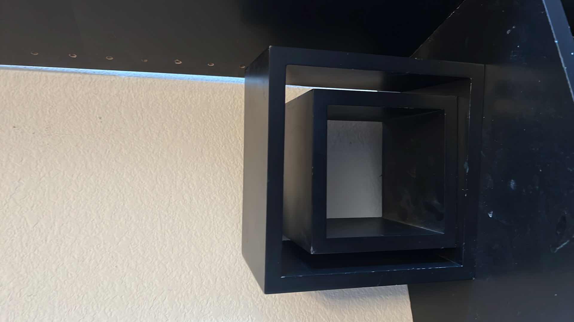 Photo 4 of 2 BLACK WOOD WALL BOXES 4”x 4”  H5”, 7” x 4” x H7”