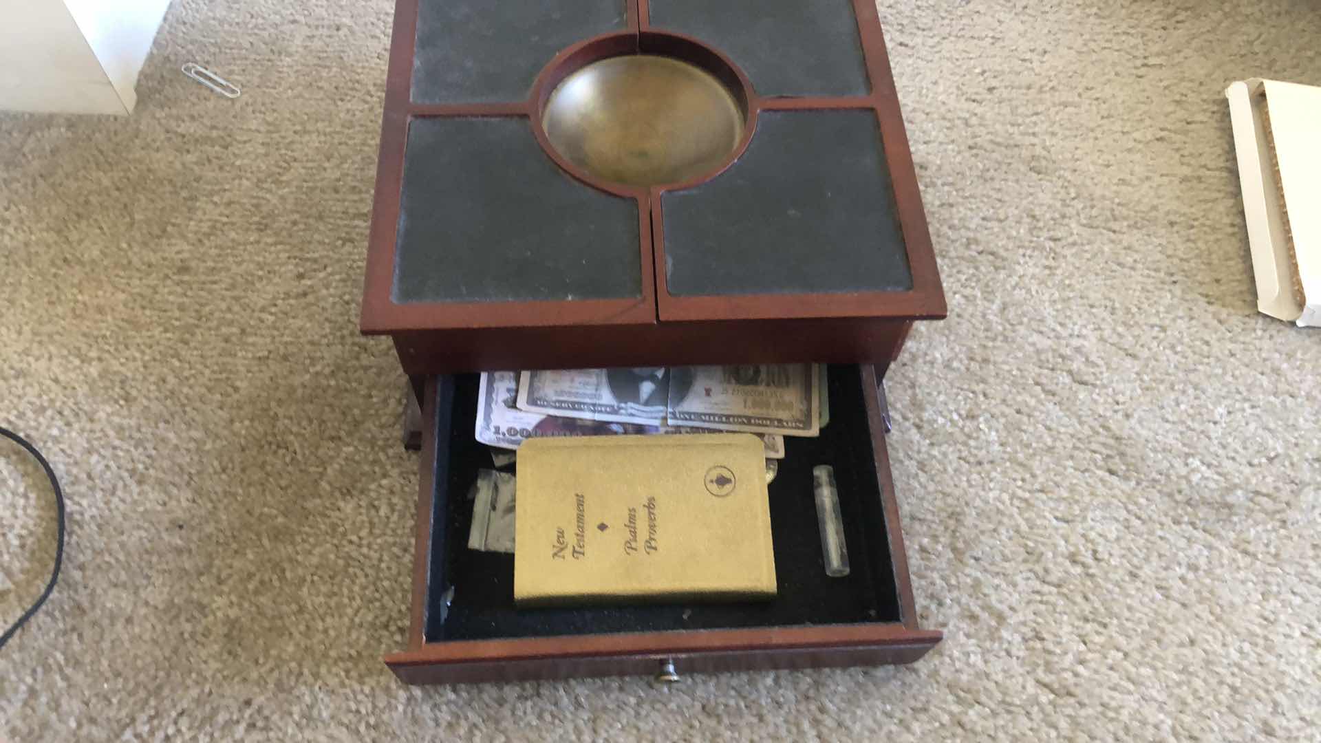 Photo 4 of UNIQUE BROWN BOX WITH BRASS INSERT AND ALARM CLOCK