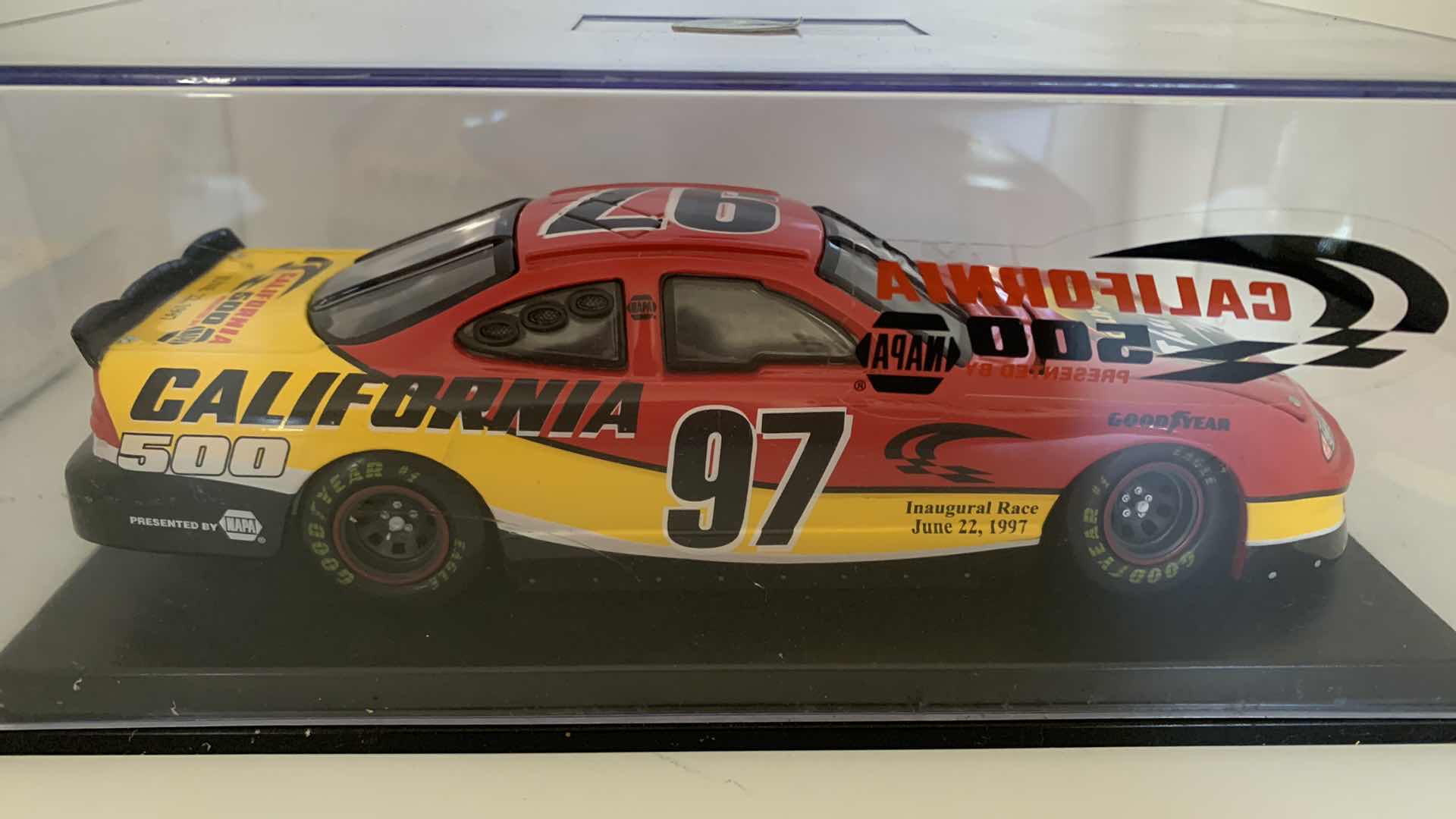 Photo 5 of SPORTS IMPRESSIONS JUNE 22, 1997 CALIFORNIA THUNDER DIE CAST RACE CAR IN SHOW CASE.