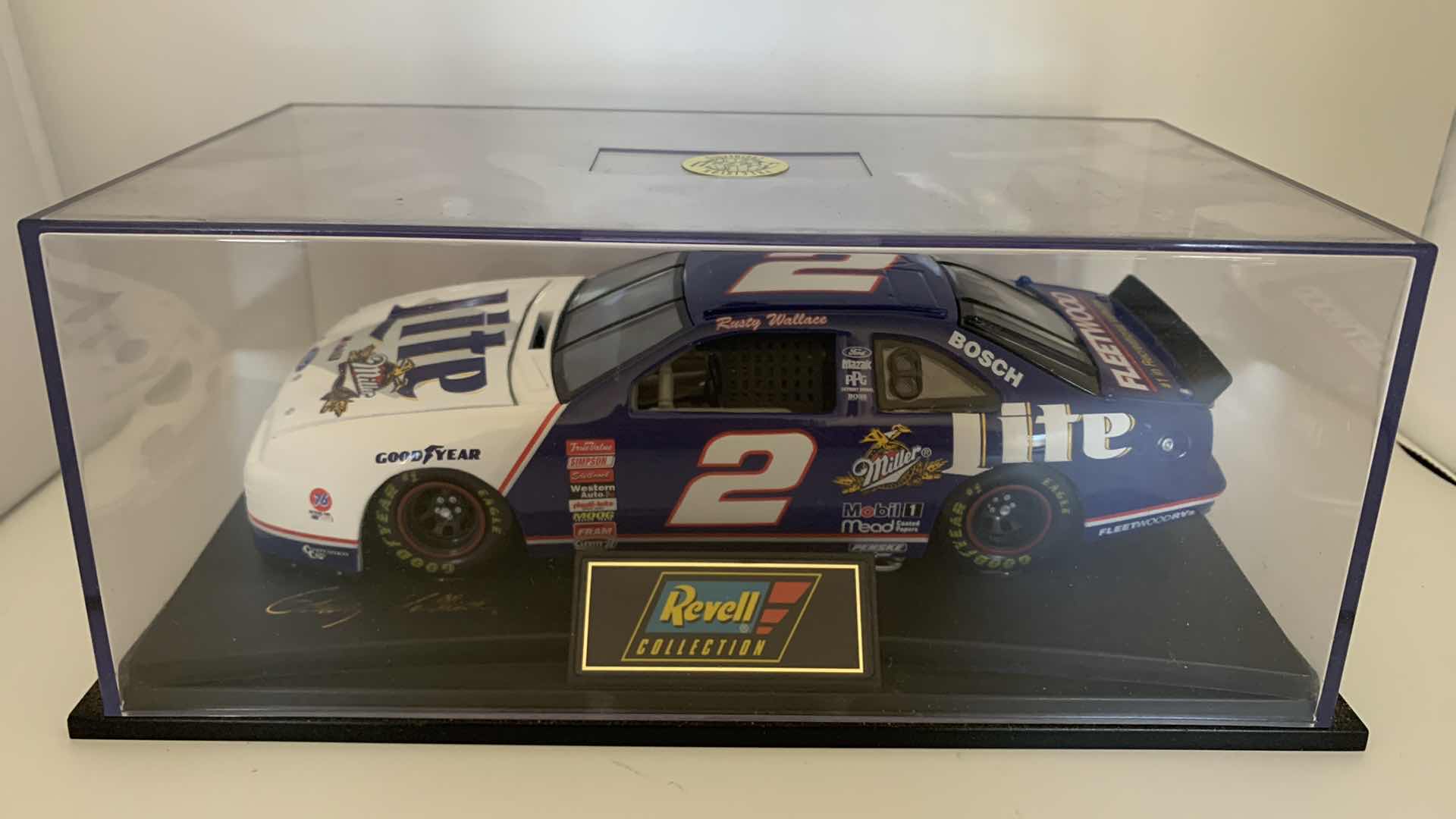 Photo 1 of REVELL COLLECTION #2 RUSTY WALLACE DIE CAST CAR IN SHOW CASE.