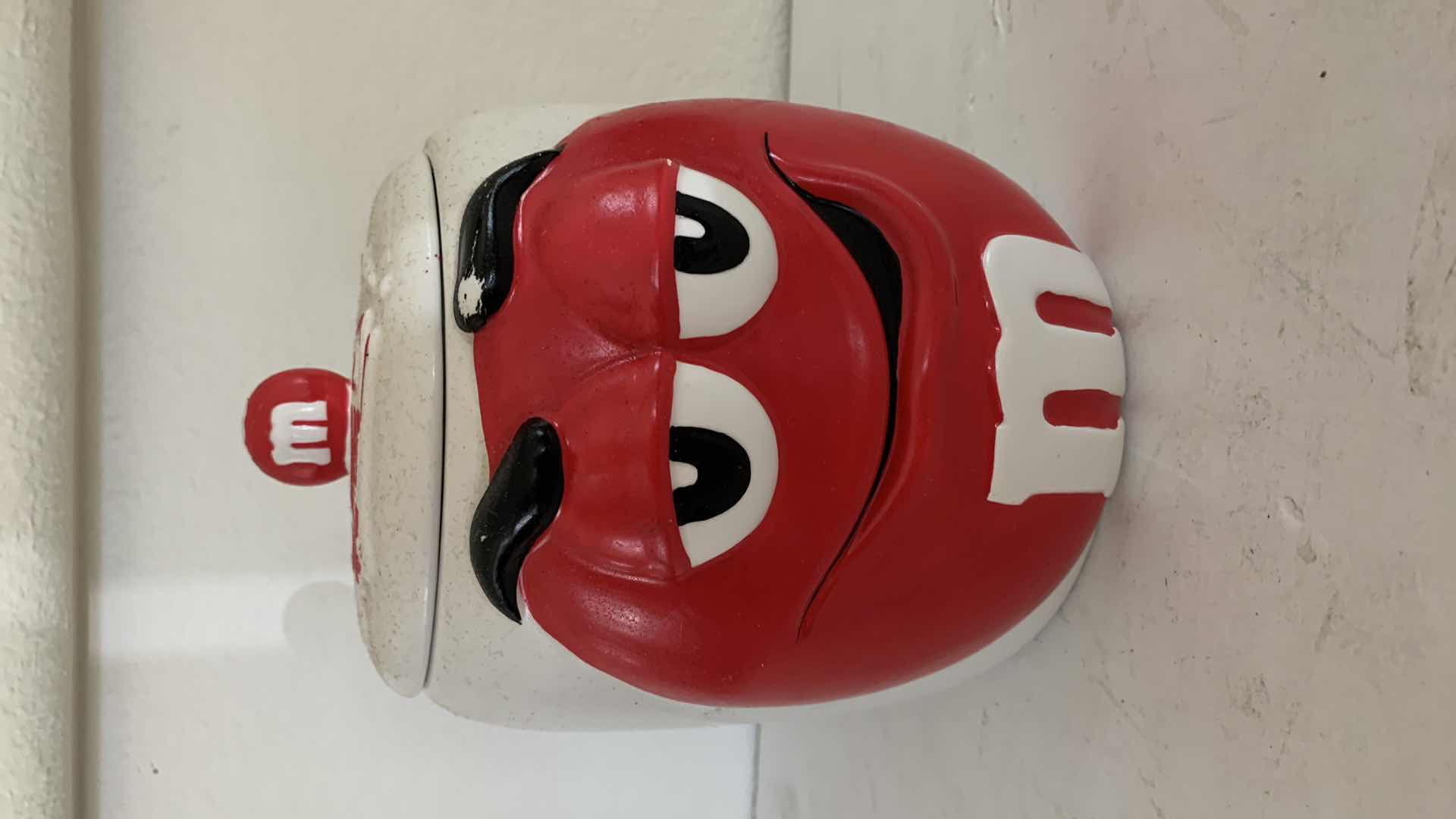 Photo 1 of M & Ms RED CERAMIC CANISTER.
