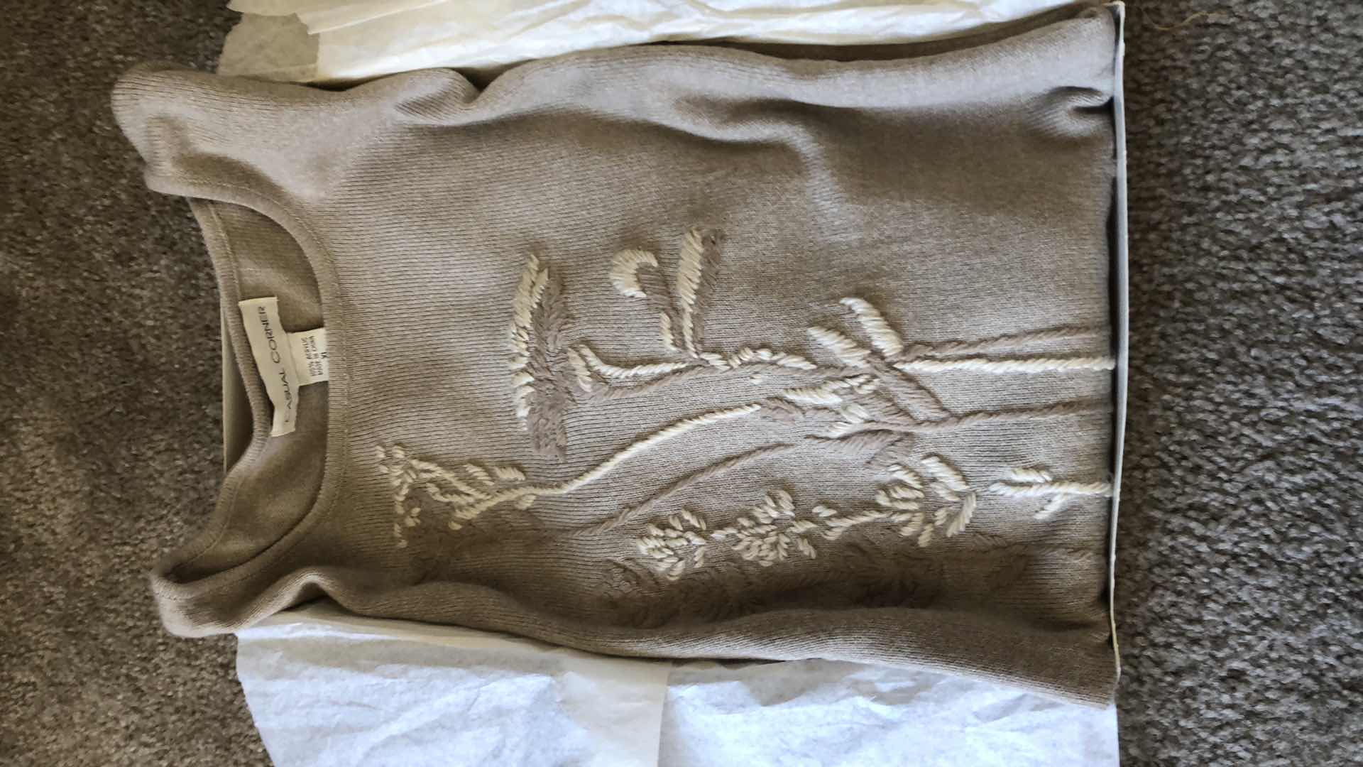 Photo 1 of NEW BEIGE SWEATER WITH EMBROIDERY, SIZE XL