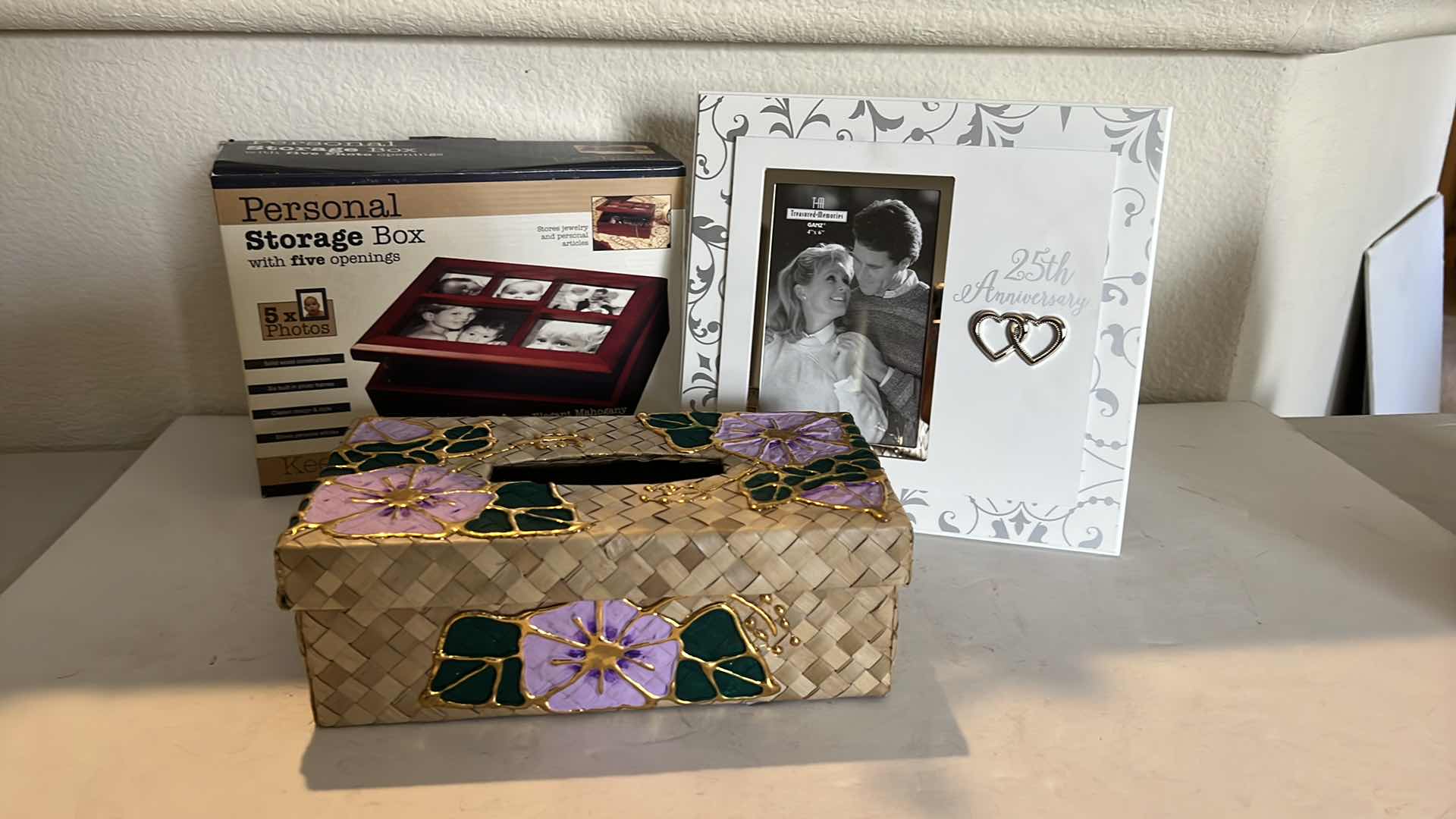 Photo 1 of 25TH ANNIVERSARY PICTURE FRAME, PERSONAL STORAGE BOX, TISSUE HOLDER