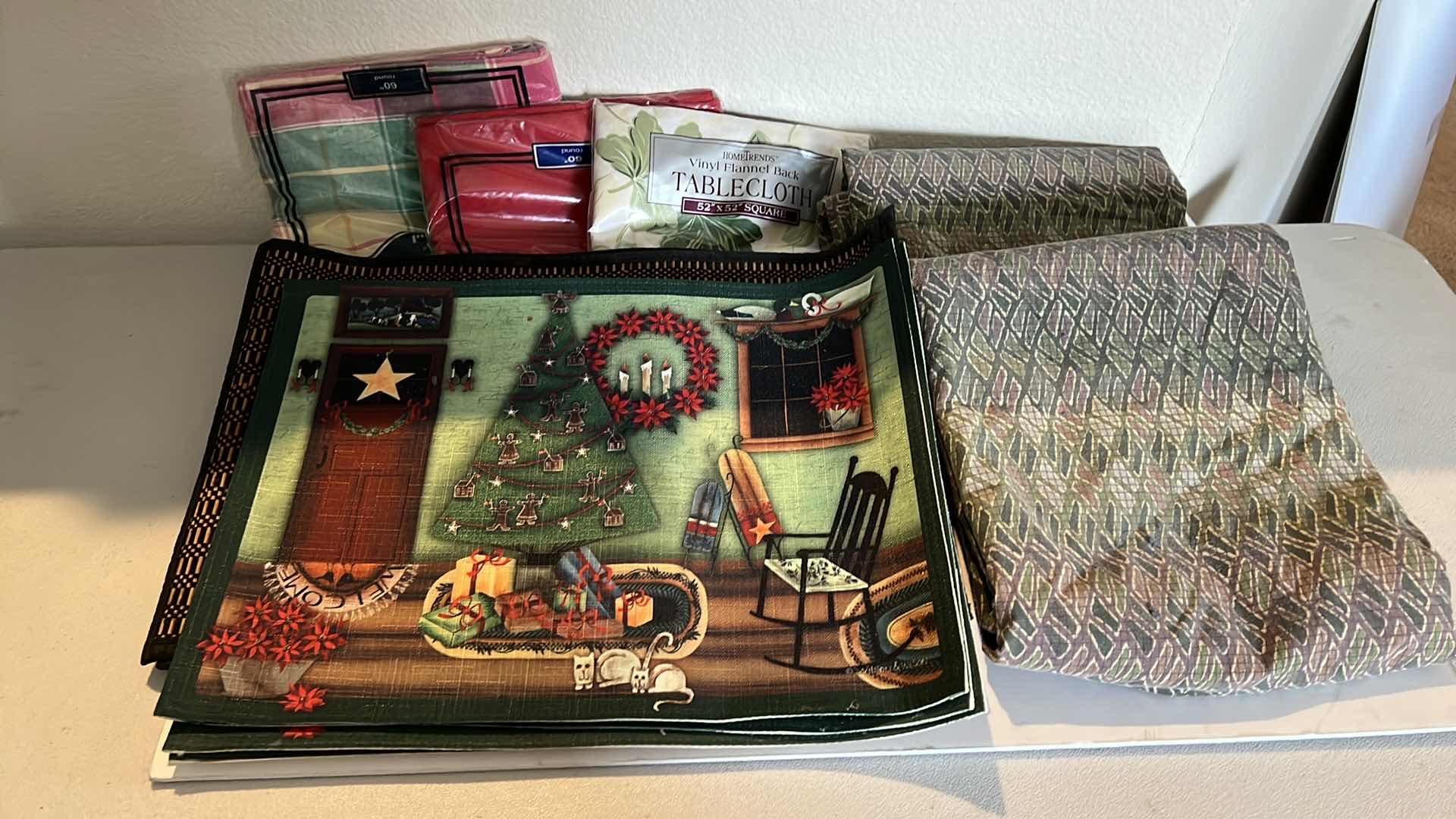 Photo 1 of 3-NEW TABLE CLOTHS, 8-PLACEMATS, SHEET SET