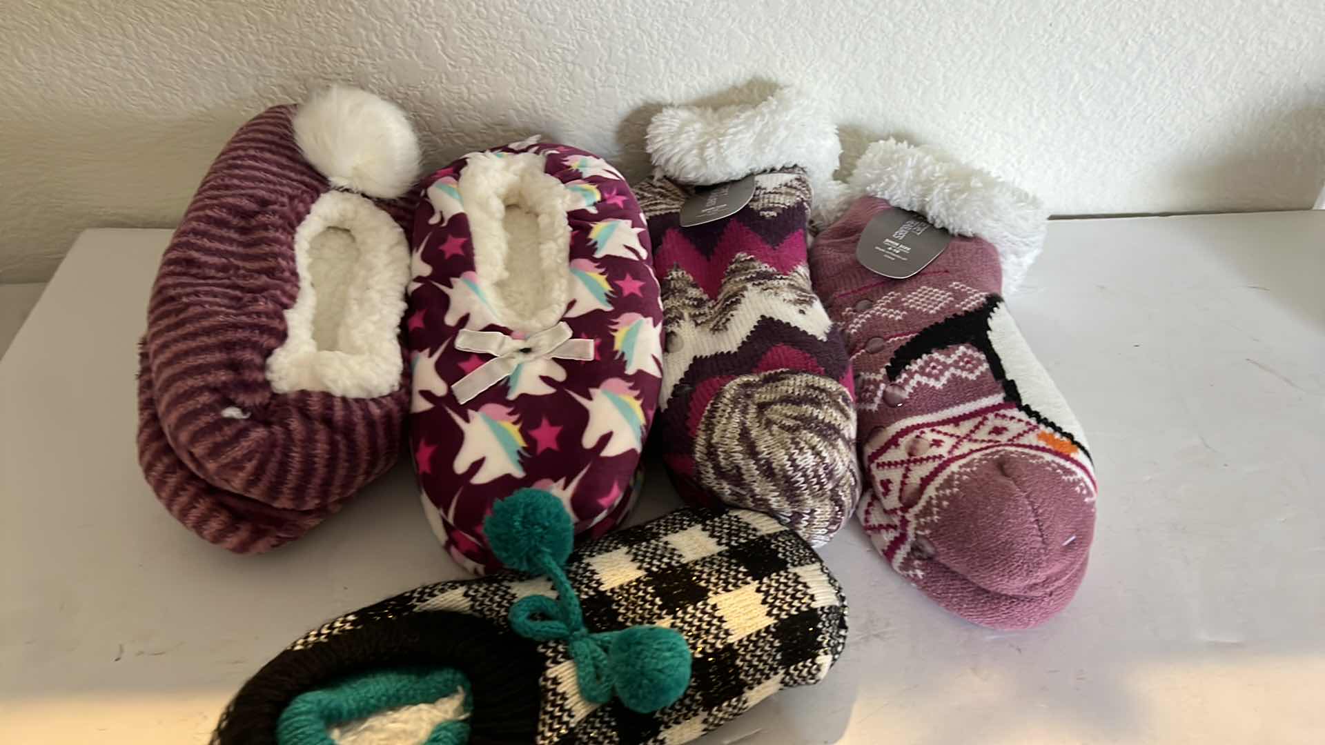 Photo 2 of 3-PAIRS OF SLIPPERS, 2-WARM SOCKS