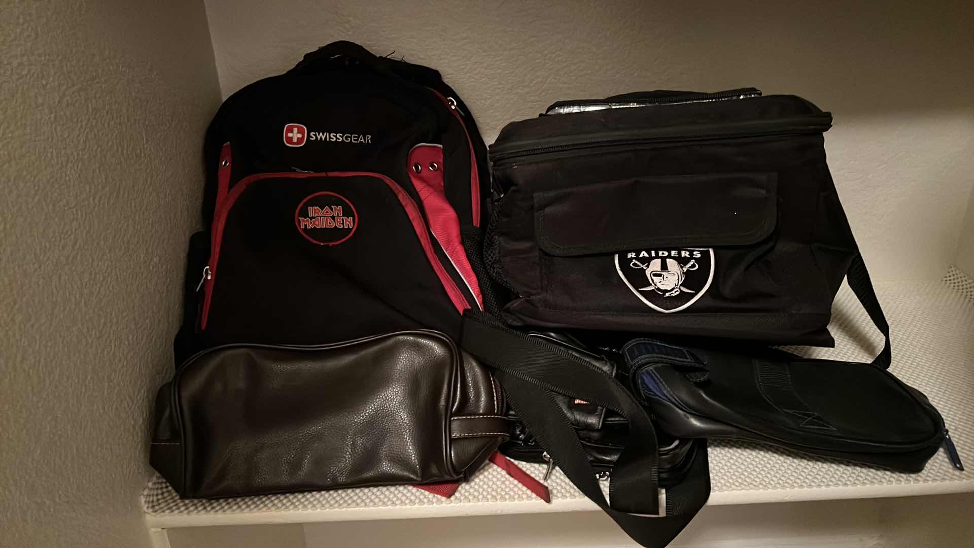 Photo 1 of RAIDERS COOLER, SWISS GEAR BACKPACK, 3-MENS LEATHER SMALL BAGS