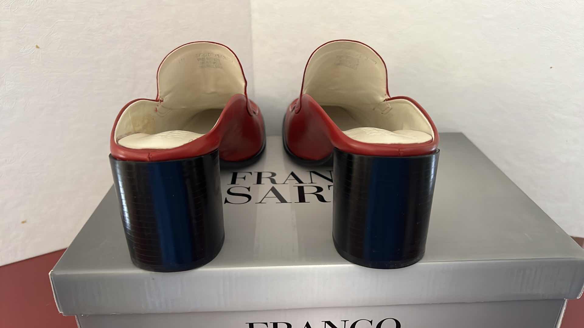 Photo 5 of RED LADIES “FRANCO SARTO” SLIDE SHOES (SIZE 7M)