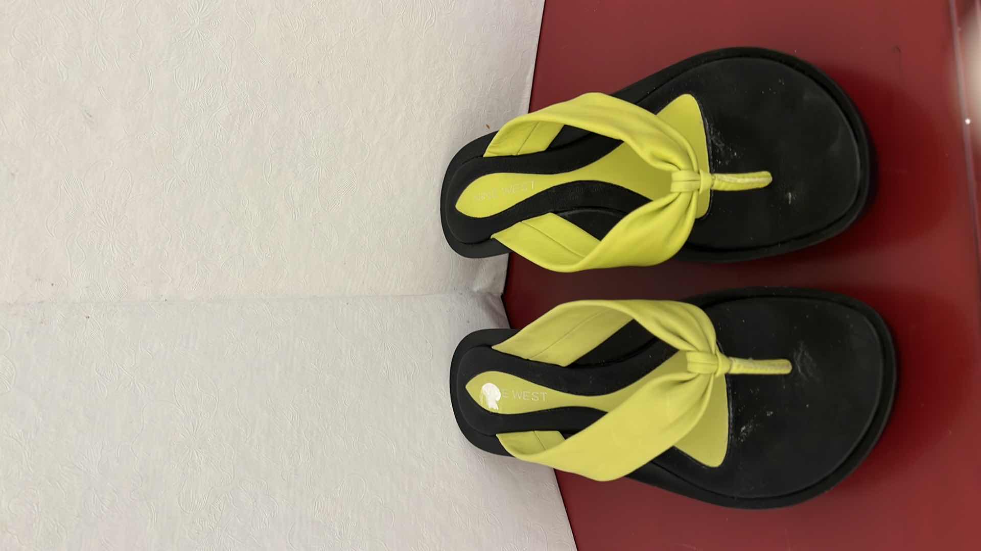 Photo 1 of LADIES NINE WEST LIME GREEN SANDALS (SIZE 7)