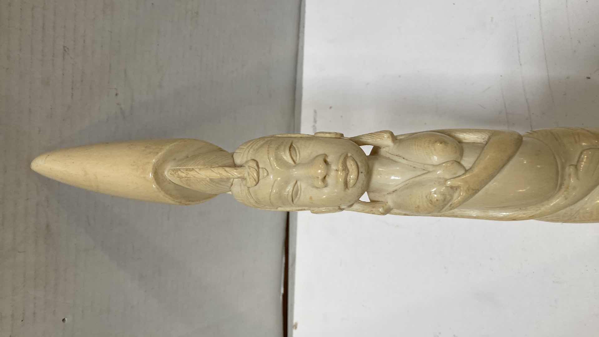 Photo 3 of AFRICAN CARVED ELEPHANT TUSKS (2) H 28”