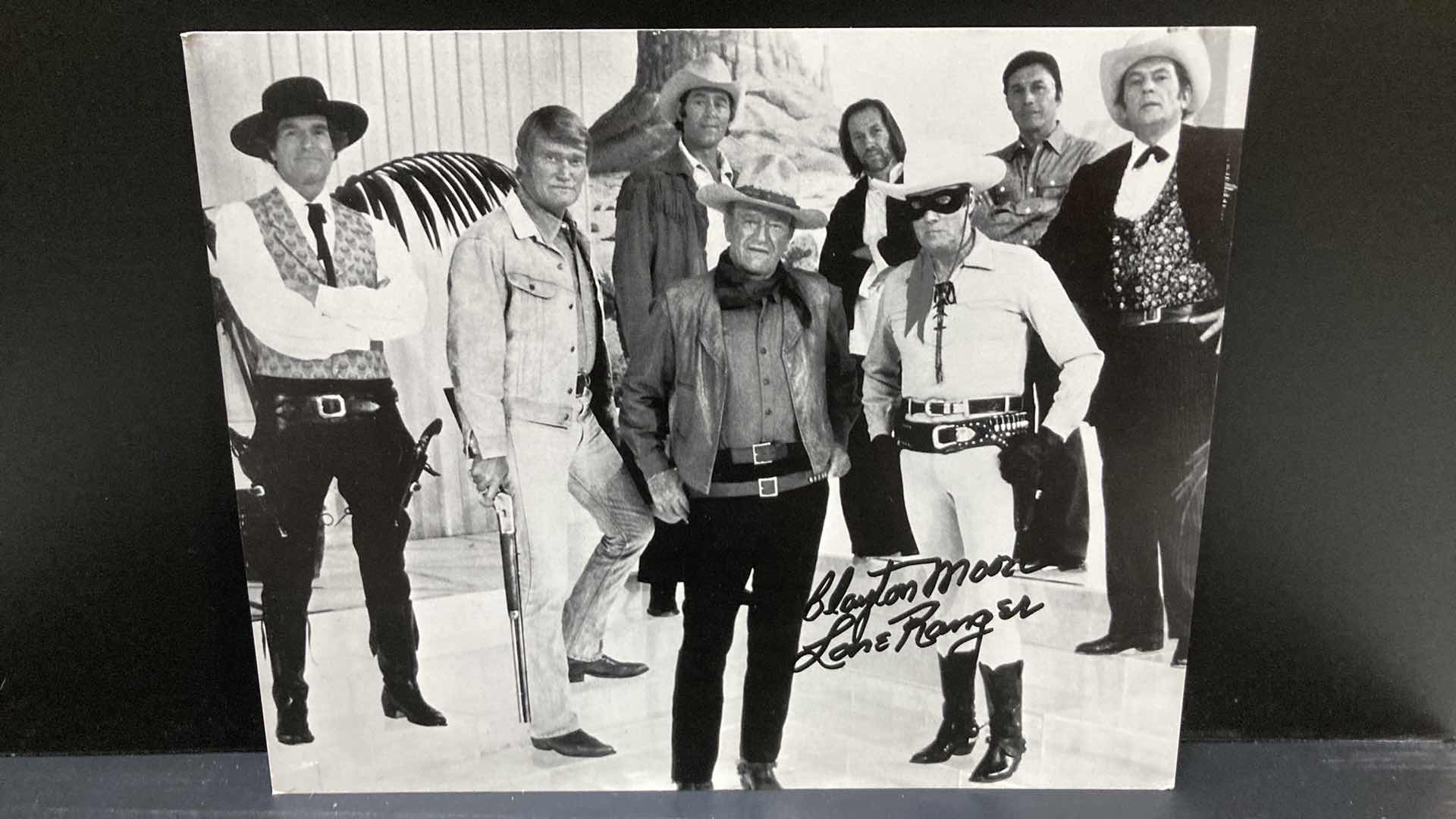 Photo 1 of LONE RANGER CAST AUTOGRAPHED PHOTO BY CLAYTON MOORE