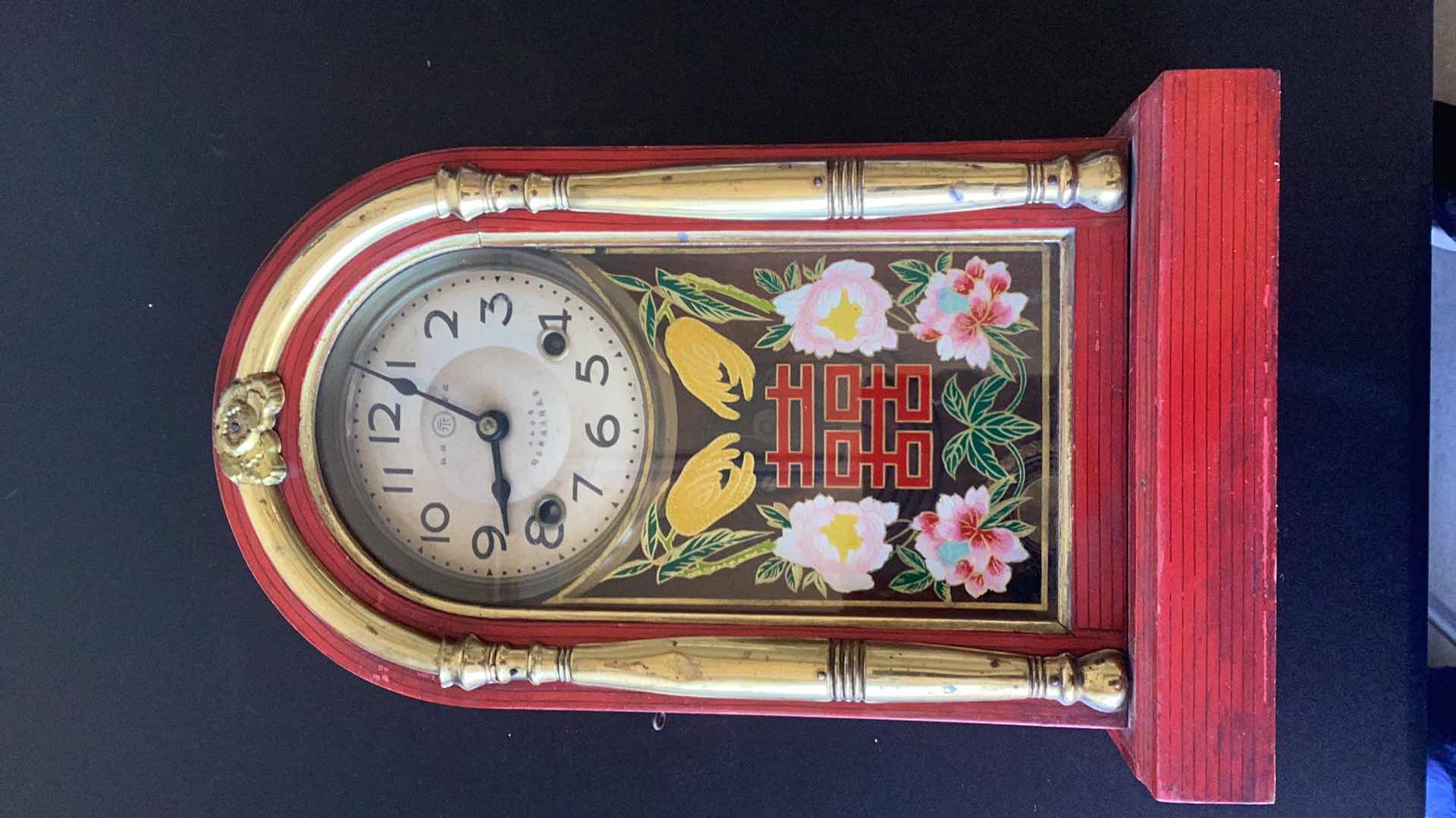 Photo 1 of VINTAGE CHINESE MANTLE CLOCK 9” X 4” H 17”