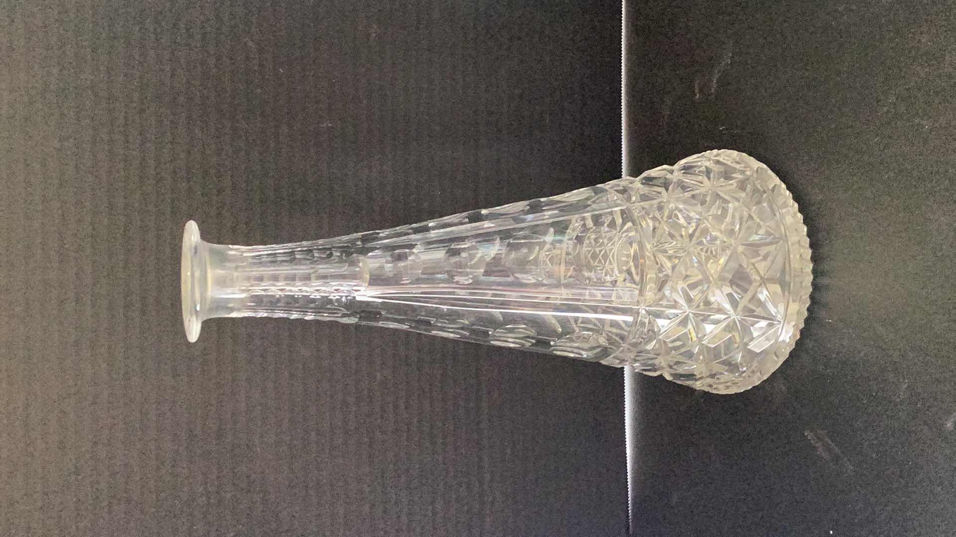 Photo 1 of CUT CRYSTAL VASE 12” TALL