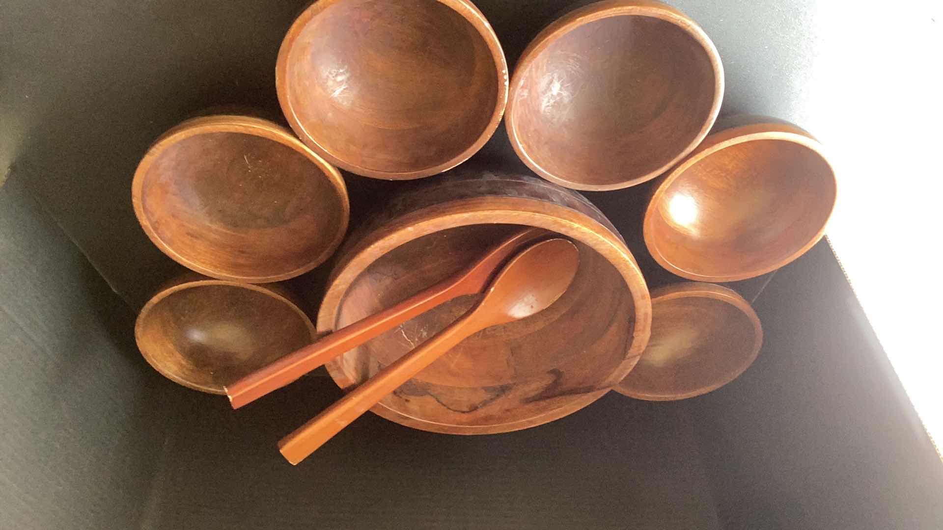 Photo 1 of LARGE WOODEN SALAD SET WITH BOWLS 12” DIAMETER