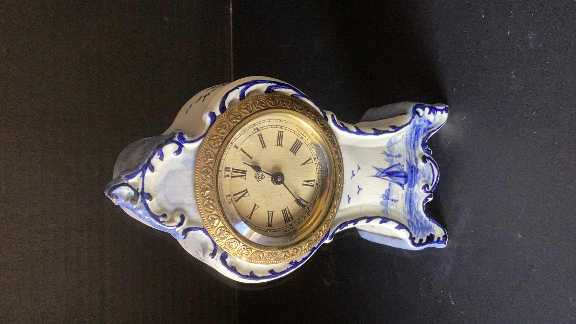 Photo 1 of ANTIQUE HAND PAINTED WIND UP CLOCK MADE IN HOLLAND 7” TALL