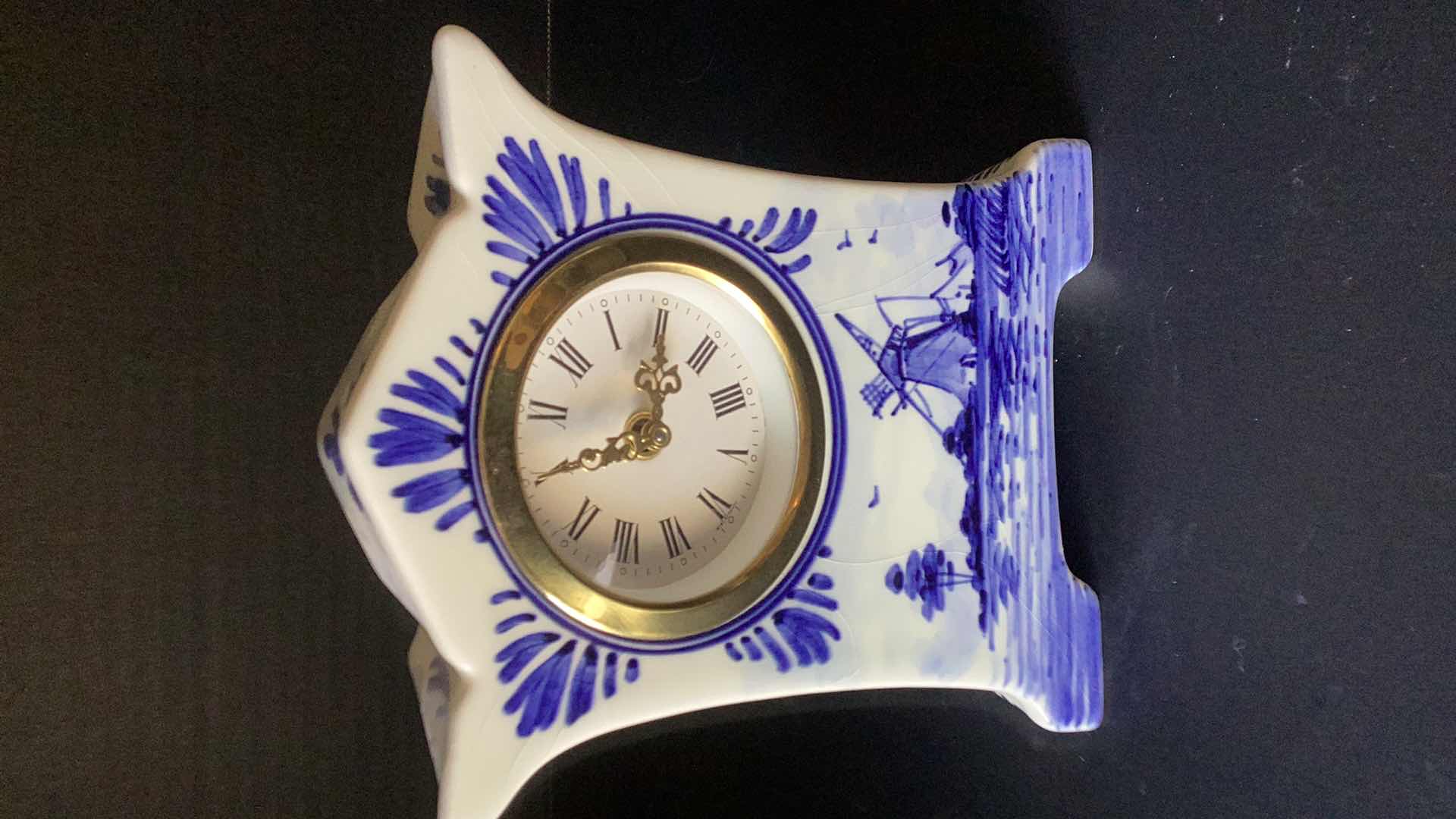 Photo 1 of ANTIQUE HAND PAINTED WIND UP CLOCK MADE IN HOLLAND 6” TALL