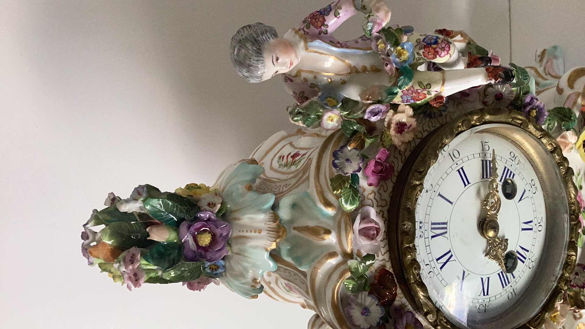 Photo 2 of ANTIQUE GERMAN HAND PAINTED CLOCK