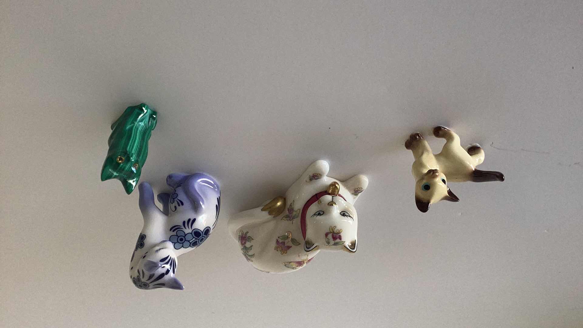 Photo 1 of SET OF 4 PORCELAIN CATS, 2 ARE FRANKLIN MINT.