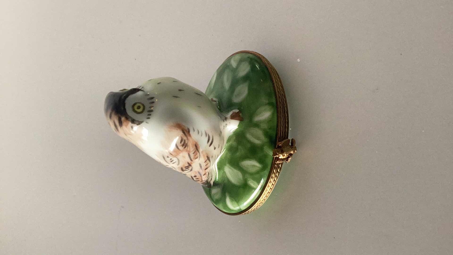 Photo 1 of LIMOGES FRANCE OWL PILL BOX 2 1/2” TALL 