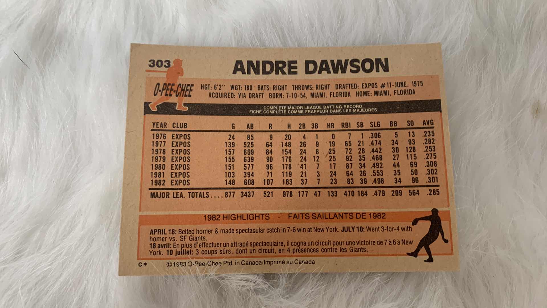 Photo 3 of COLLECTIBLE SIGNED ANDRE DAWSON BASEBALL CARD