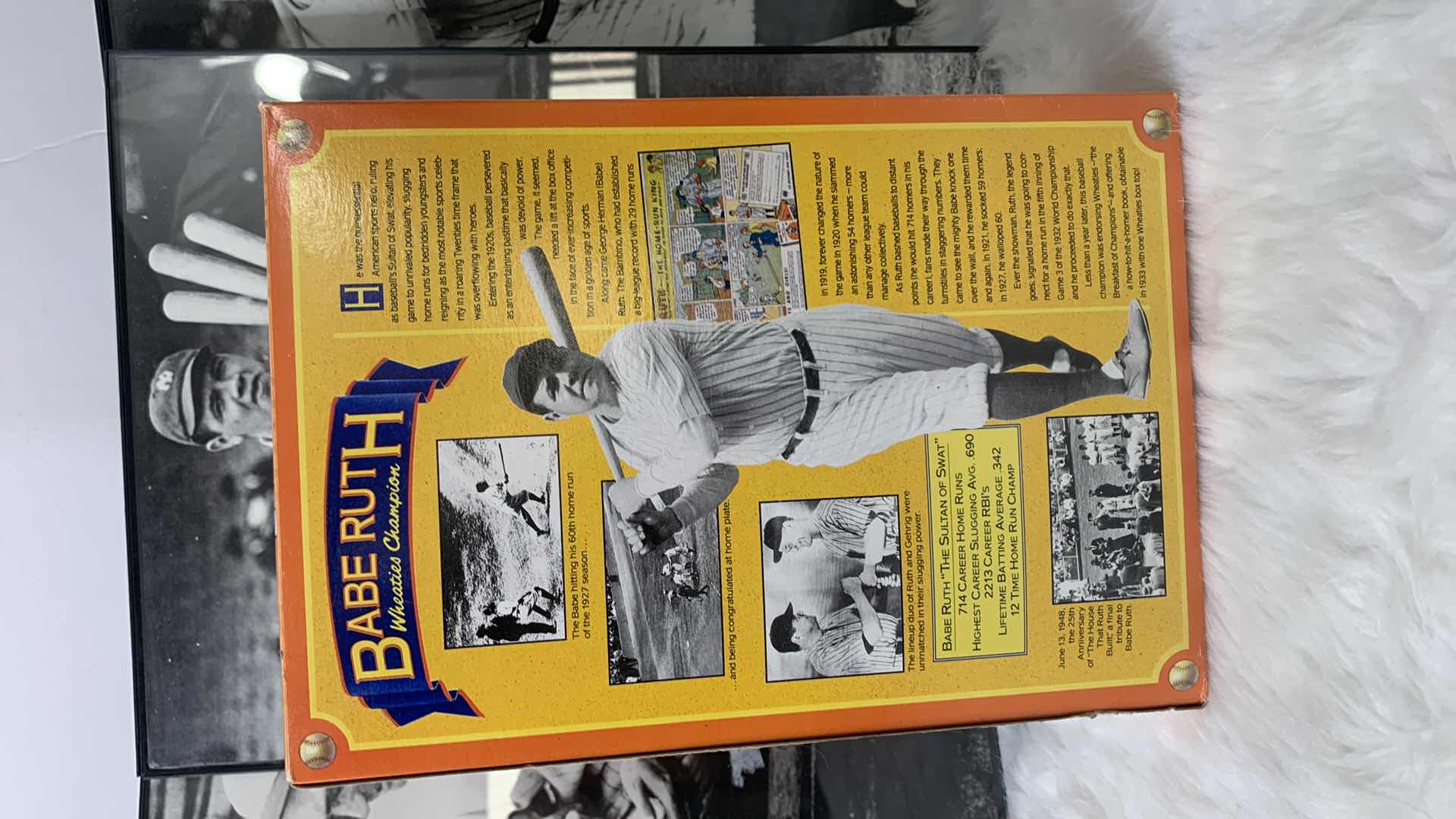 Photo 4 of BABE RUTH COLLECTIBLES, 3 - 11” x 14” FRAMED PHOTOS and SEALED WHEATIES