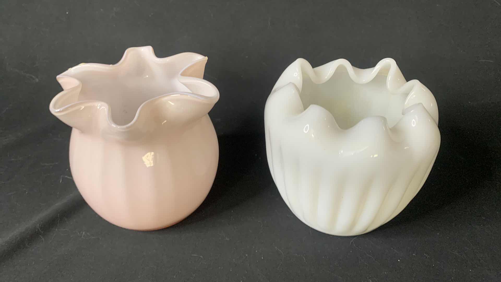 Photo 2 of 4- VINTAGE MILK GLASS VASES