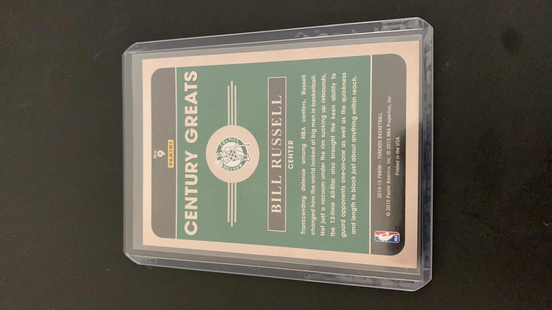 Photo 2 of 2015 PANINI BILL RUSSELL CELTICS CENTURY GREATS CARD