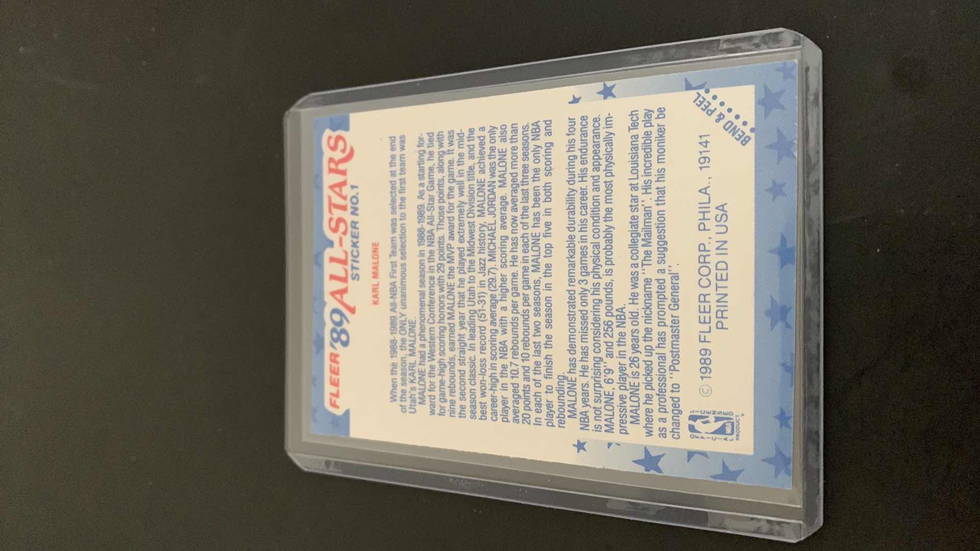 Photo 2 of 1989 FLEER KARL MALONE ALL-STARS STICKER CARD