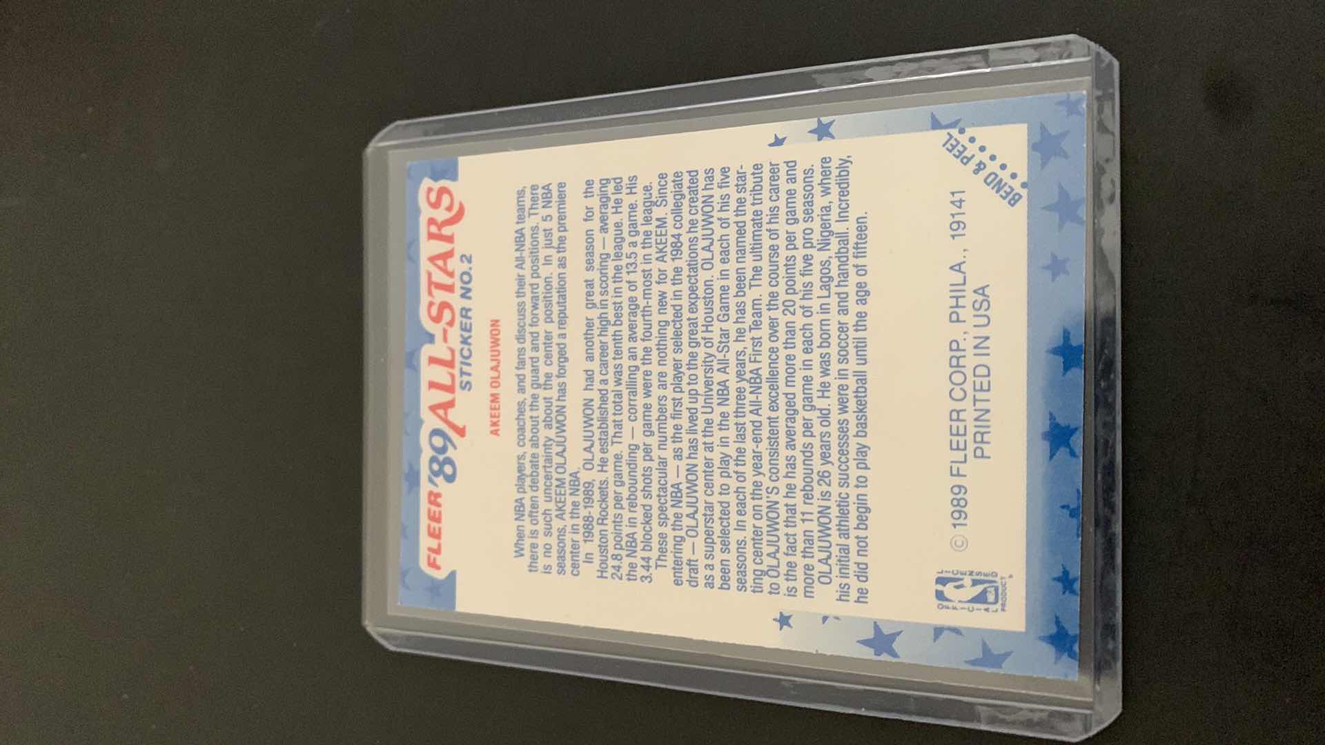 Photo 2 of 1989 FLEER AKEEM OLAJUWON ALL-STARS STICKER CARD