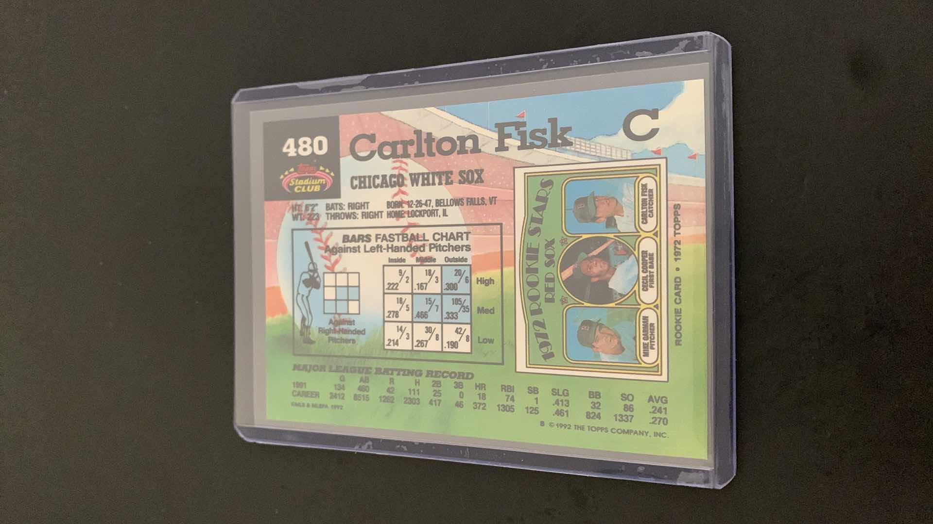 Photo 2 of 1992 TOPPS CARLTON FISK WHITE SOX CARD
