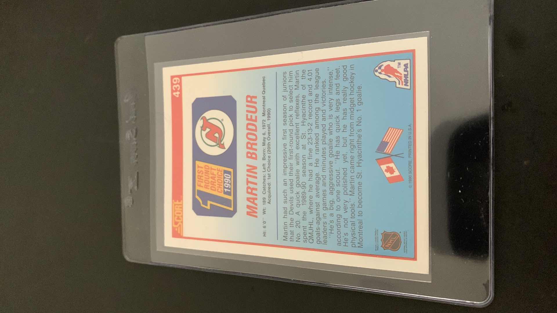 Photo 2 of 1990 SCORE MARTIN BRODEUR FIRST ROUND DRAFT CHOICE CARD