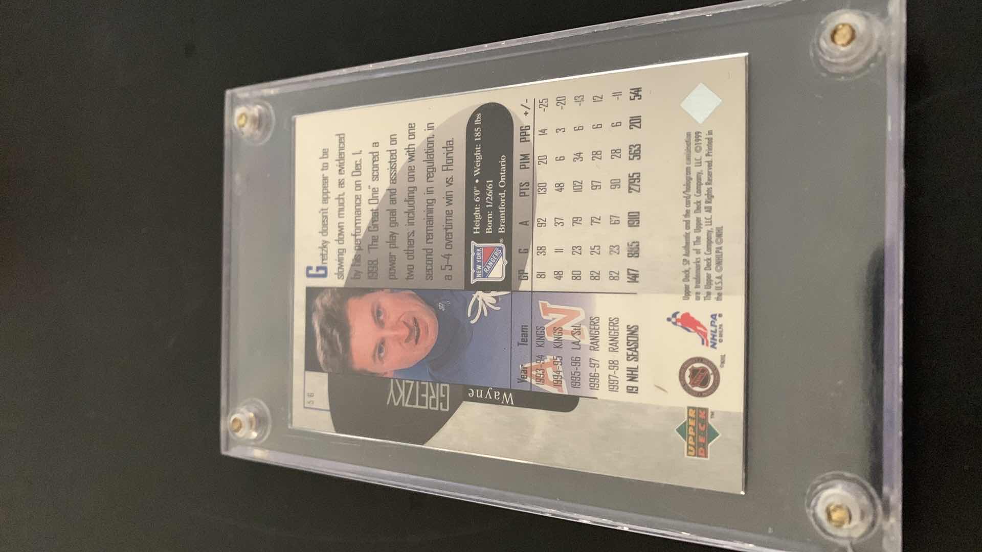 Photo 2 of 1999 UPPER DECK WAYNE GRETZKY RANGERS CARD