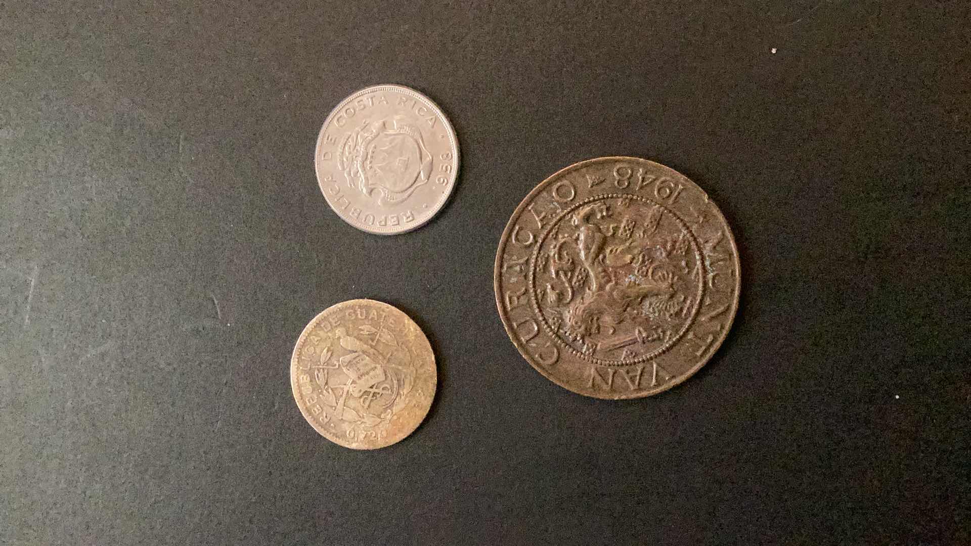 Photo 1 of CURACAO 1948, COSTA RICA 1958, GUATEMALA 1924 COINS