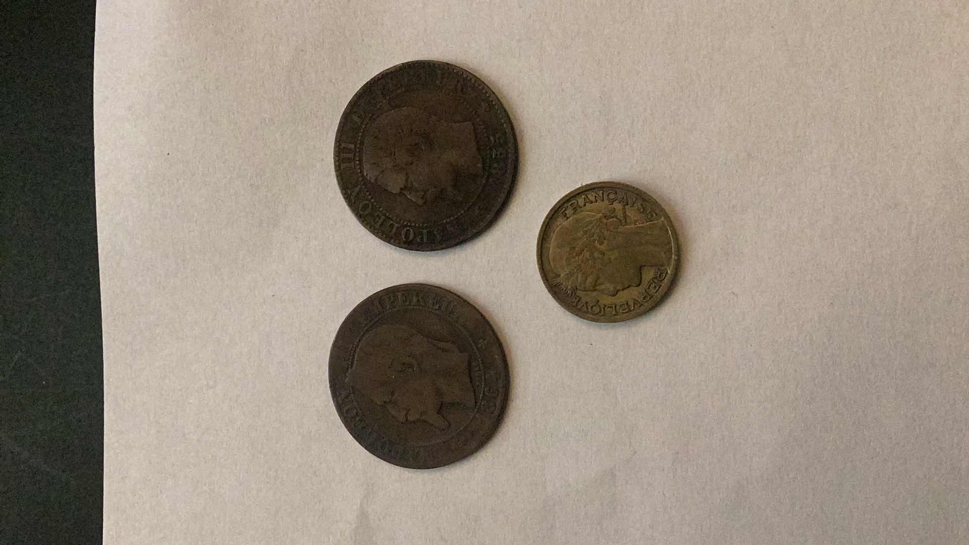 Photo 1 of FRANCE 1855,1864,1933 COINS