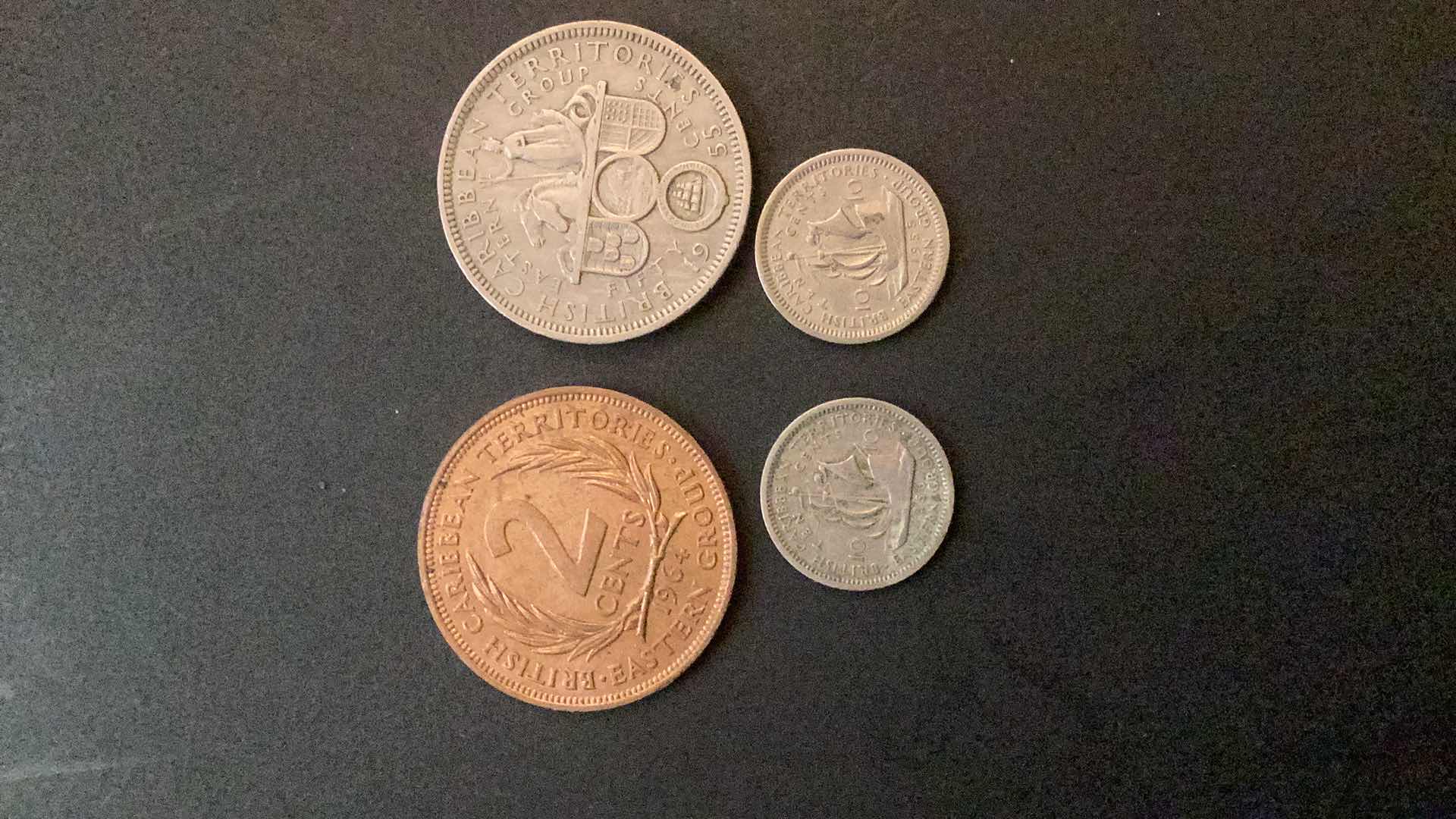 Photo 2 of BRITISH CARIBBEAN TERRITORIES 1955,1955,1956,1964 COINS